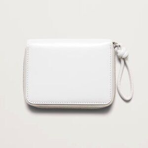 BANANA REPUBLIC Italian Leather Zip Mini Wallet Ivory White NEW
